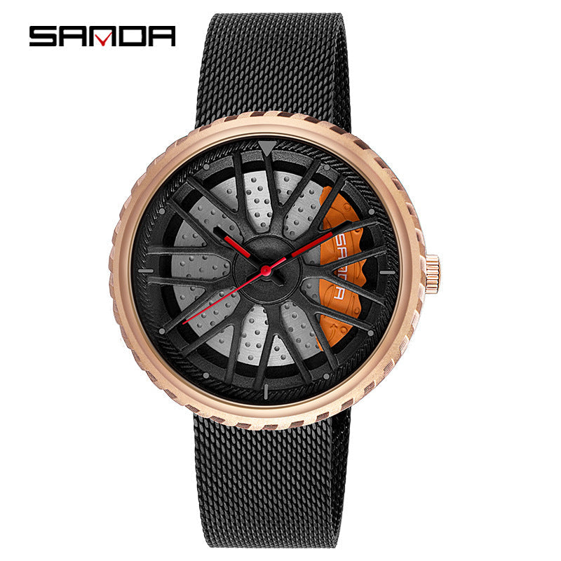 Sanda Men's Quartz Watch – Mesh Strap, Waterproof Casual Business Timepiece