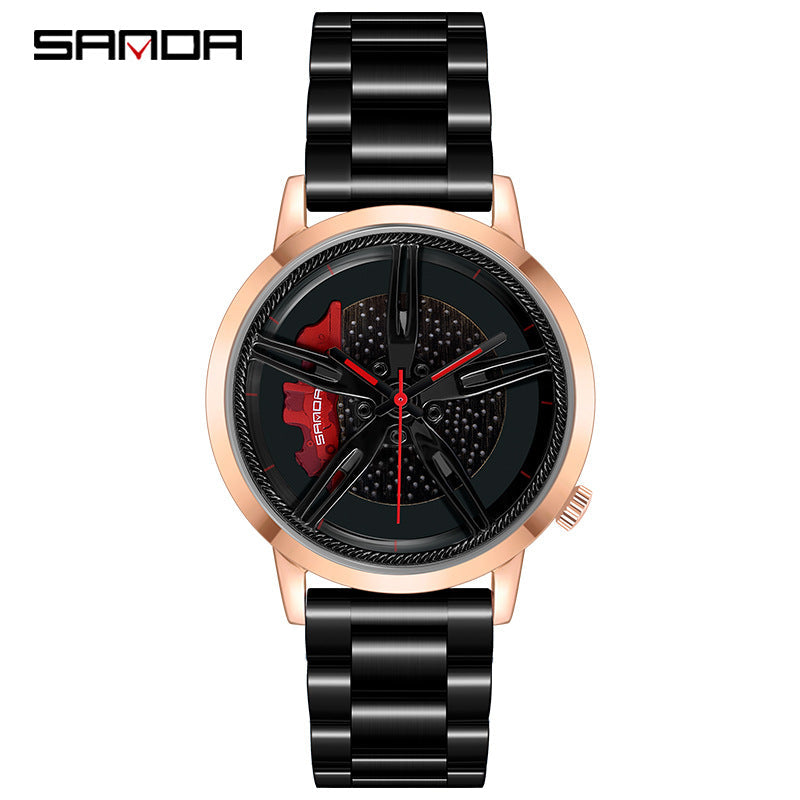 Sanda Men's Quartz Watch – Sports Car Series, Steel Band, Waterproof Stylish Timepiece