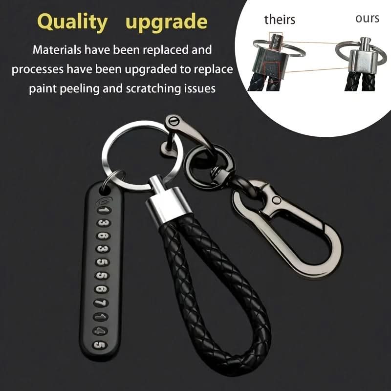 Anti-Loss Alloy Car Keychain – Scratch-Resistant, Phone Number Label