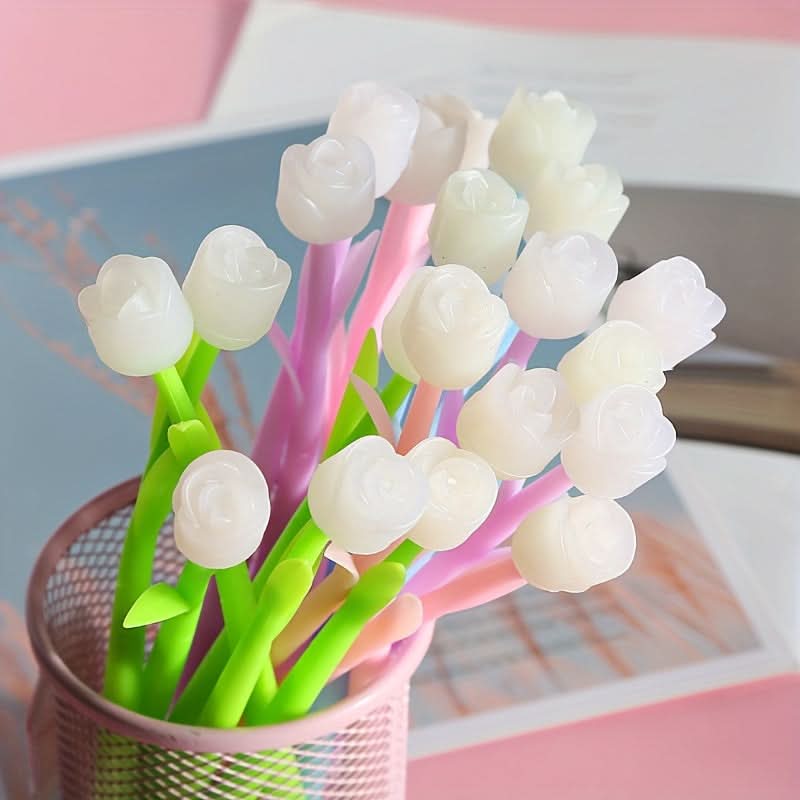12-Pack Rose Flower Gel Pens – 0.5mm Fine Point