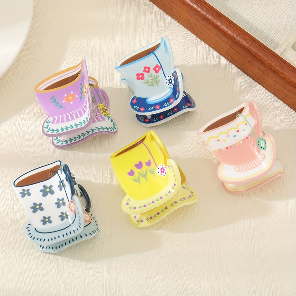 5pcs Cute Cup Shark Hair Claw Clips