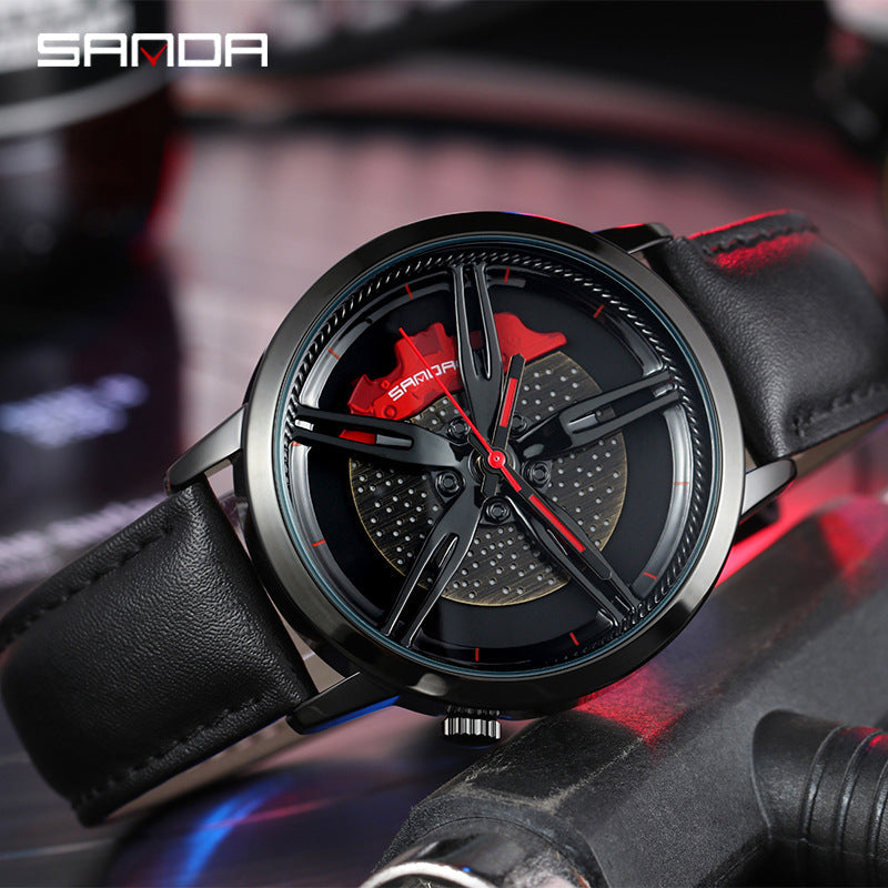 Sanda Casual Men's Quartz Watch – Waterproof Creative Design with Leather Strap