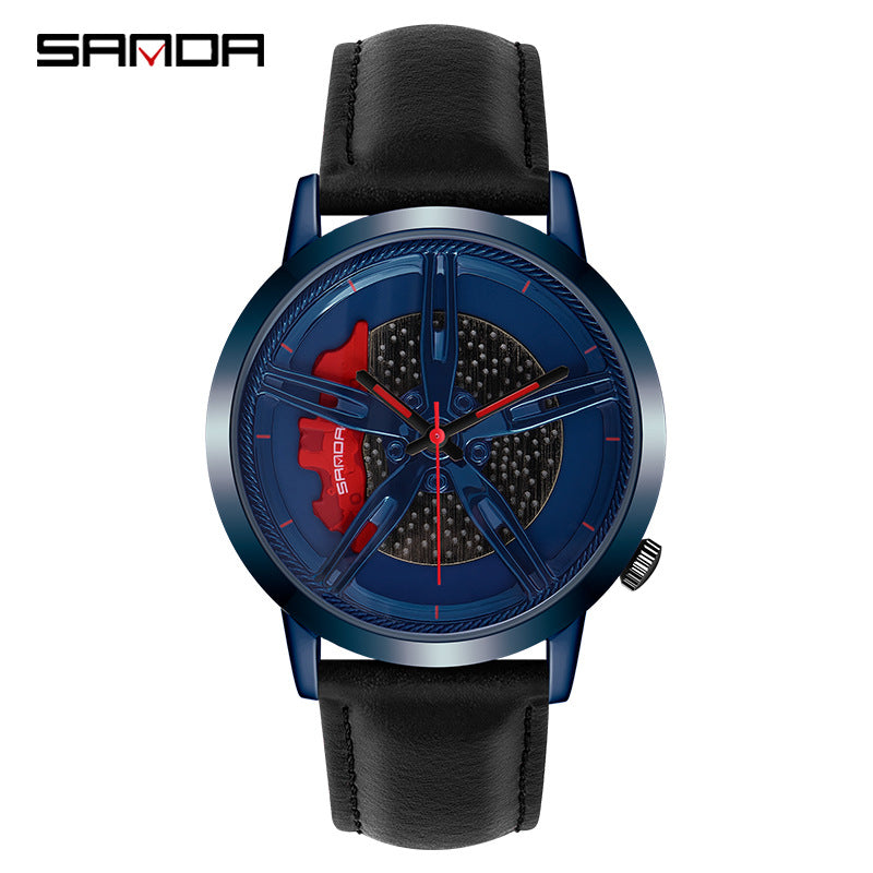 Sanda Casual Men's Quartz Watch – Waterproof Creative Design with Leather Strap
