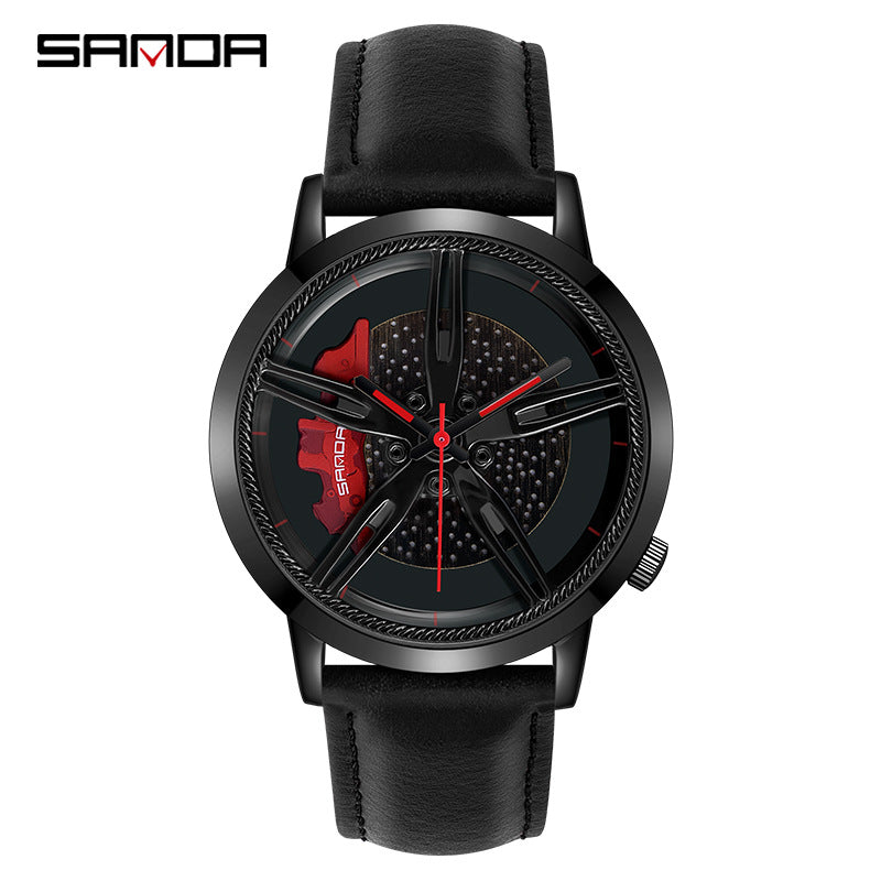 Sanda Casual Men's Quartz Watch – Waterproof Creative Design with Leather Strap