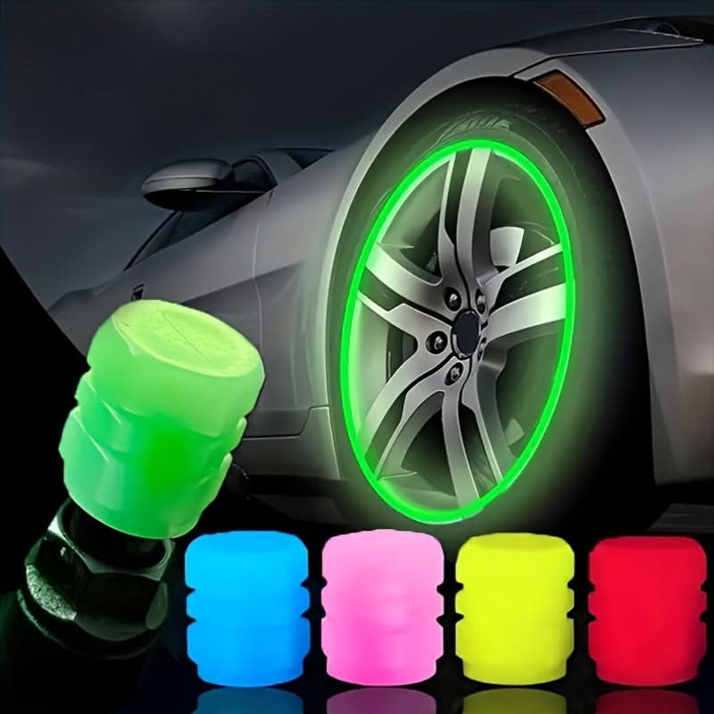 Glow-in-the-Dark Tire Valve Caps – Universal Set for Cars, Bikes & More