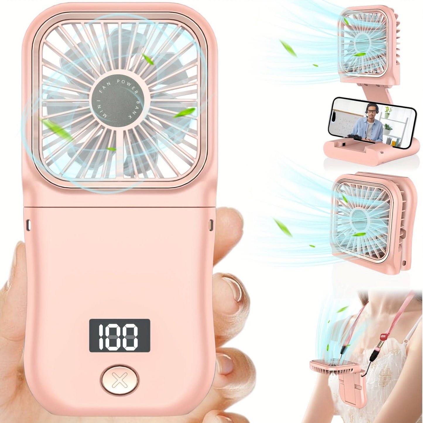 Portable Digital Display Neck Fan – Foldable with 3000mAh Battery