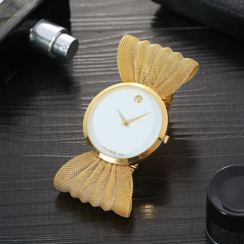 Women's Quartz Watch & Bracelet Gift Set – Fashion Mesh Strap, World Time Display