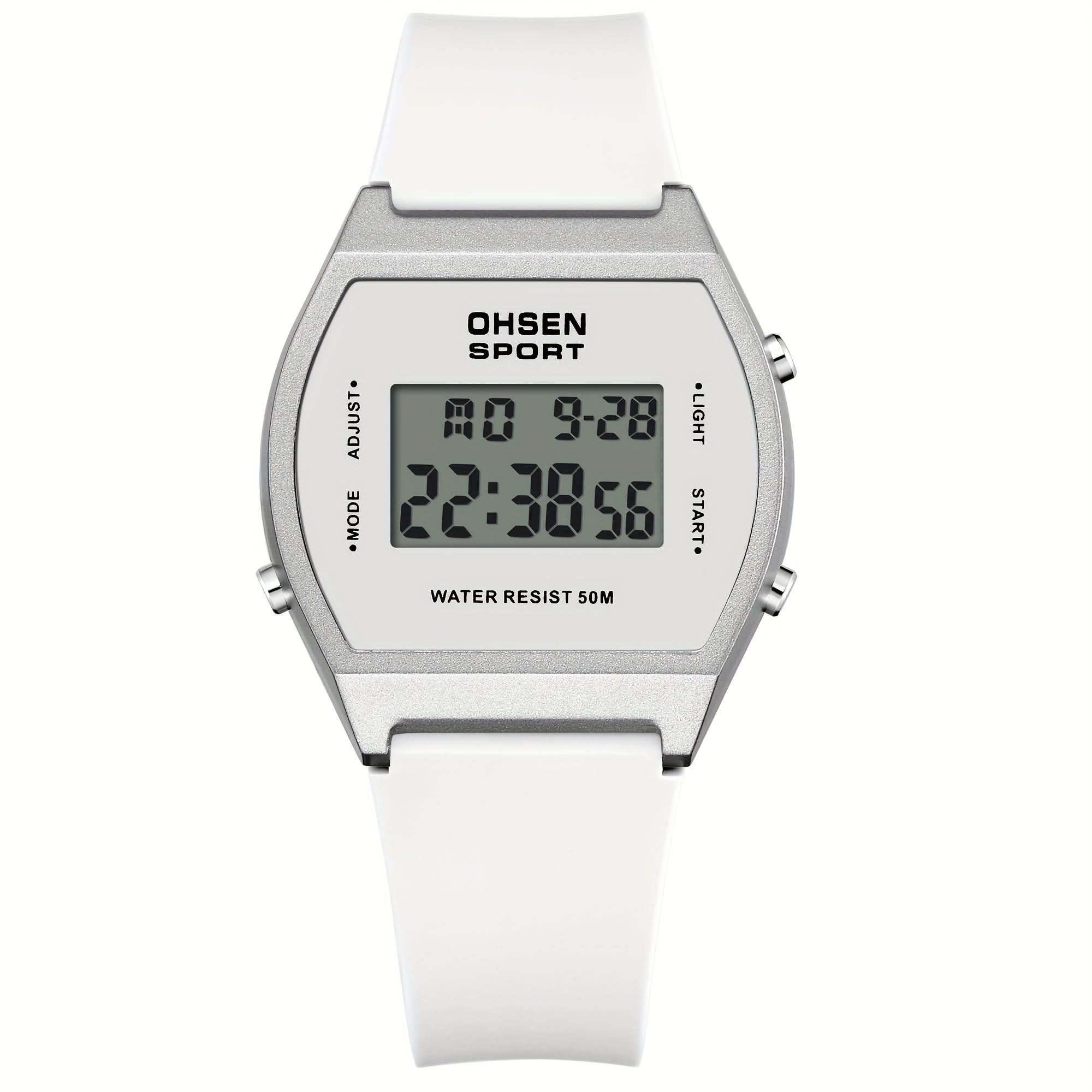 Women’s Digital Sports Watch – Luminous Display, Square Zinc Alloy Case, Silicone Strap
