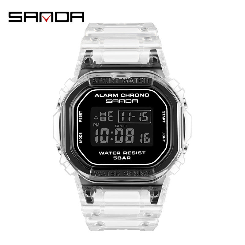 Sanda Square Digital Watch – Multi-Function, Luminous, Waterproof Student Sports Watch