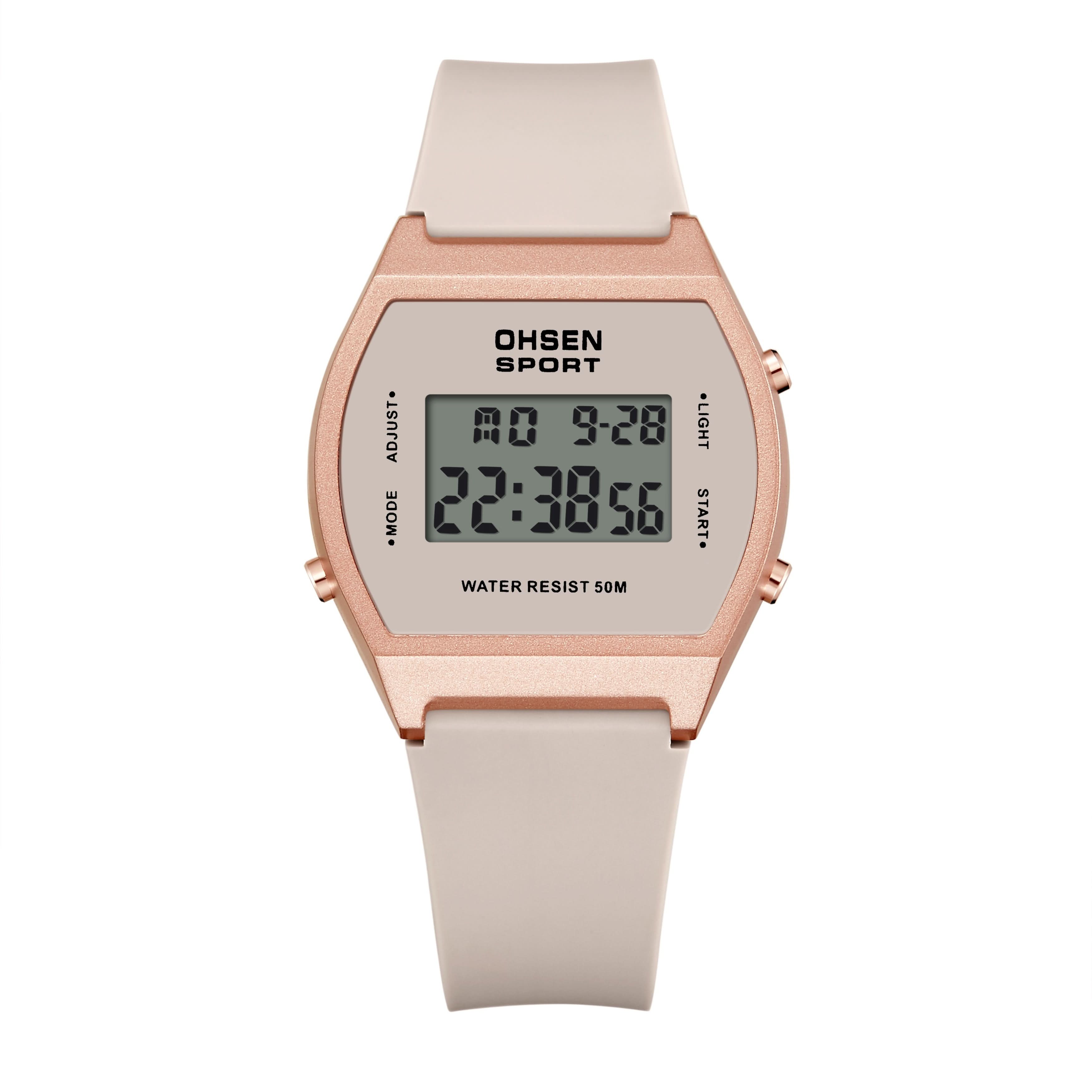 Women’s Digital Sports Watch – Luminous Display, Square Zinc Alloy Case, Silicone Strap