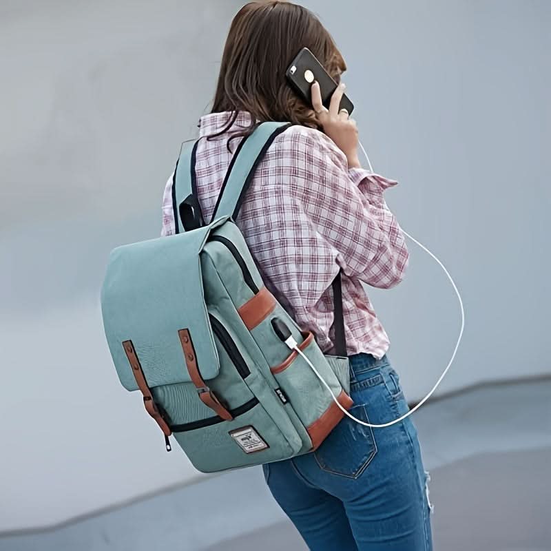 Waterproof Vintage-Style 15.6-Inch Laptop Shoulder Bag for Men & Women