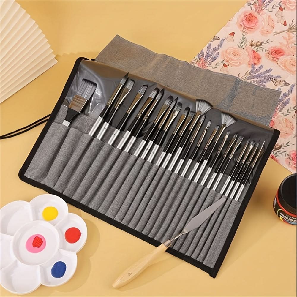 24-Piece Professional Paint Brush Set with Pouch