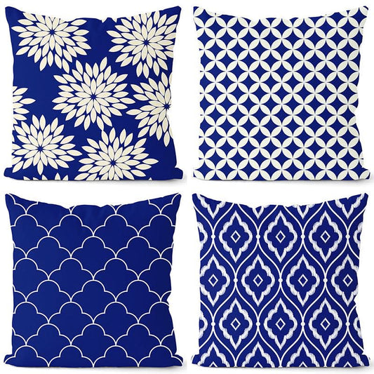 Royal Blue Geometric Pillow Cover
