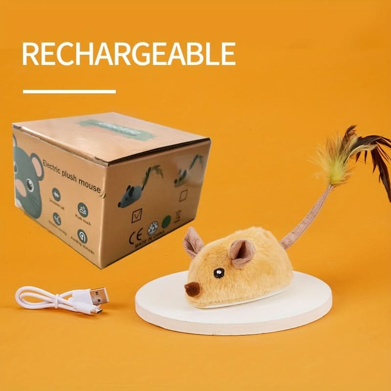 Rechargeable Plush Electric Cat Mouse Toy – Interactive Whisker Teaser