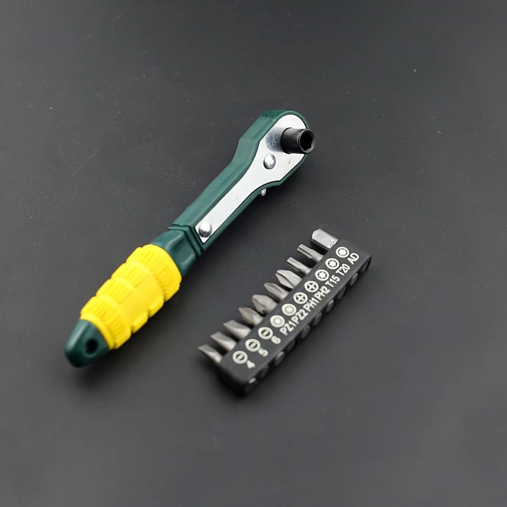 Mini Ratchet Wrench With 10 Screwdriver Bits