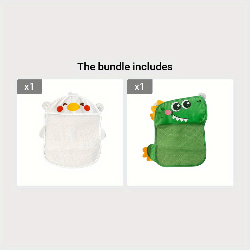 Cartoon Bath Net Bag with Suction Cup – Waterproof Baby Bath Storage Net