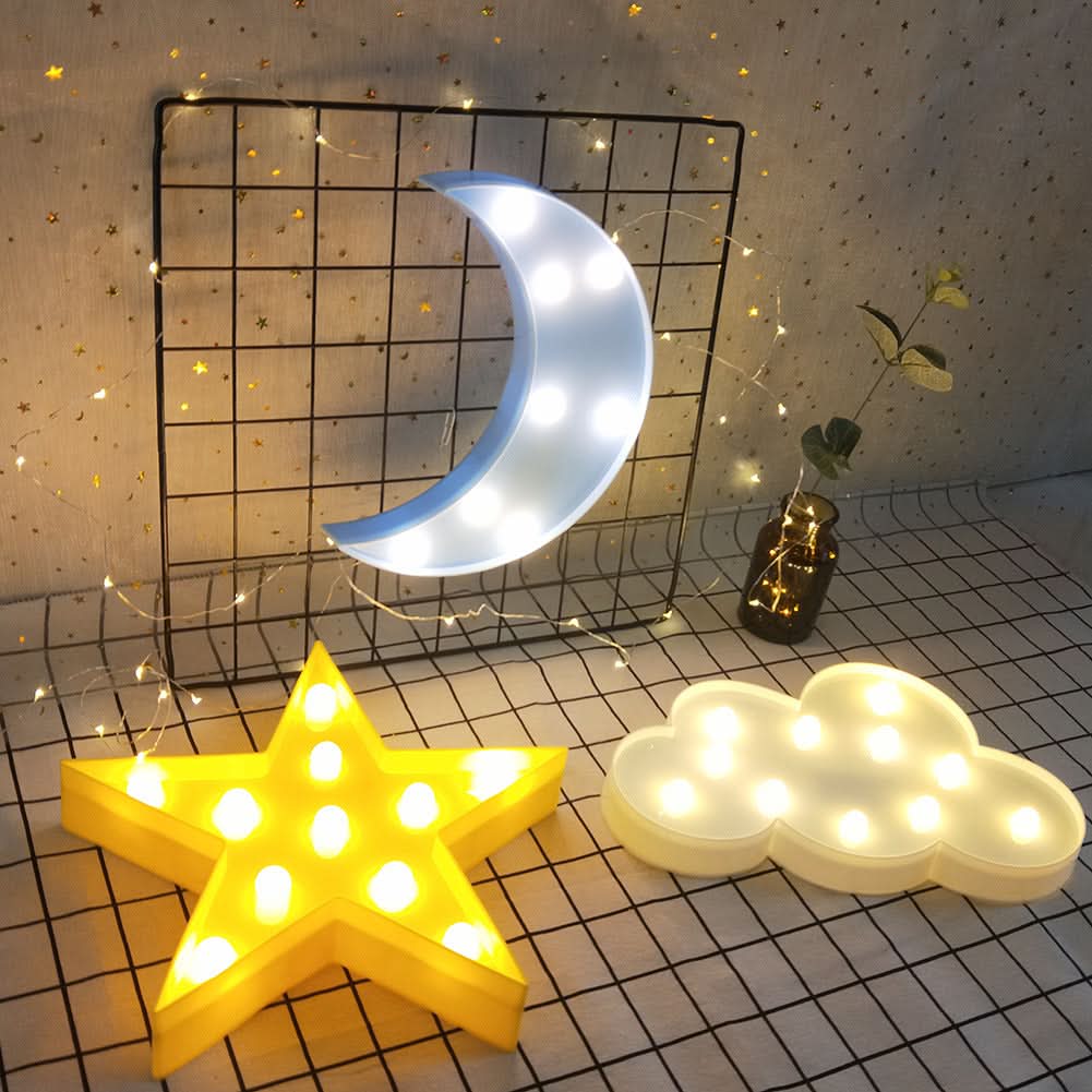 Star, Moon, Cloud LED Light Set - 3 piece