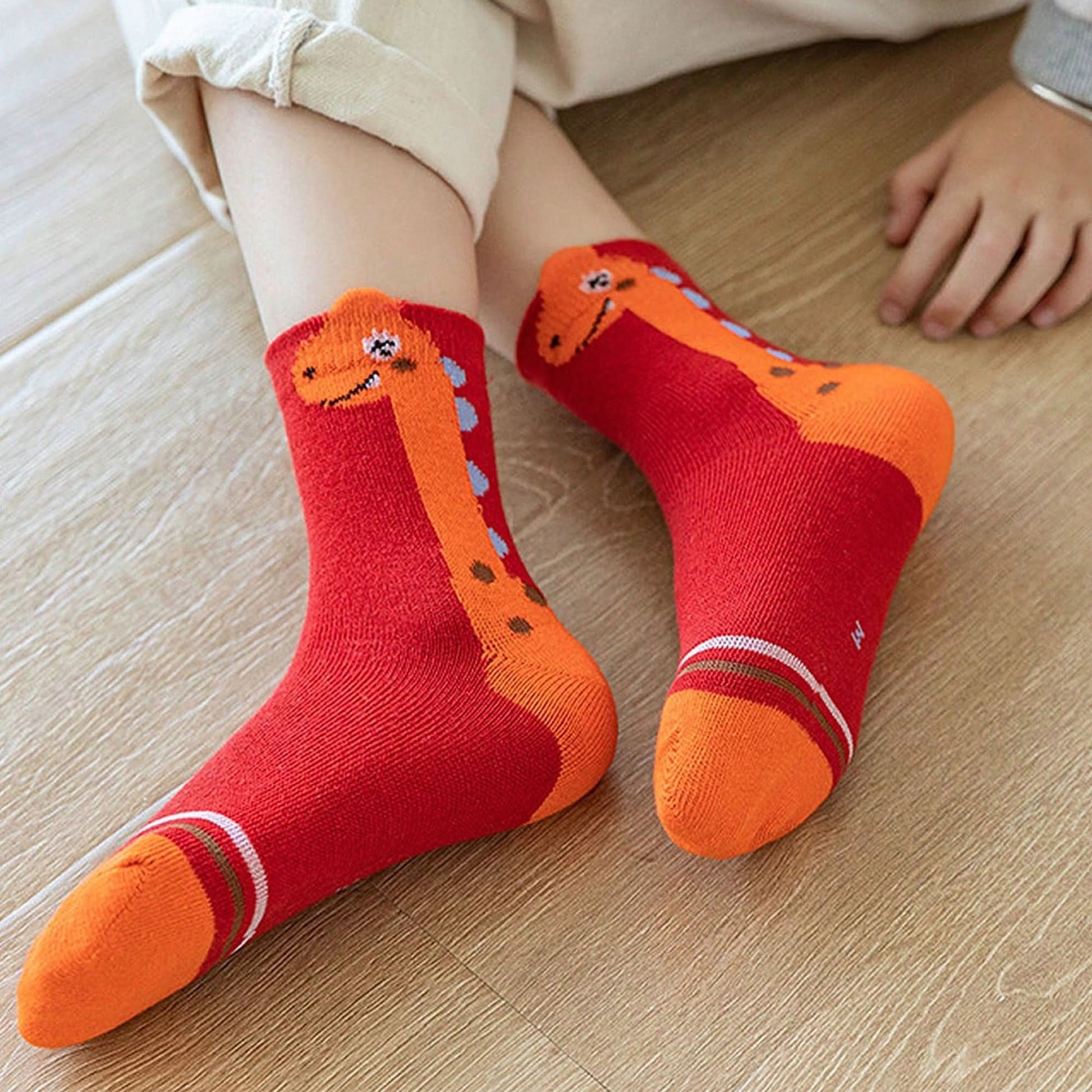 5 Pairs Boys' Cartoon Dino Crew Socks – Comfy