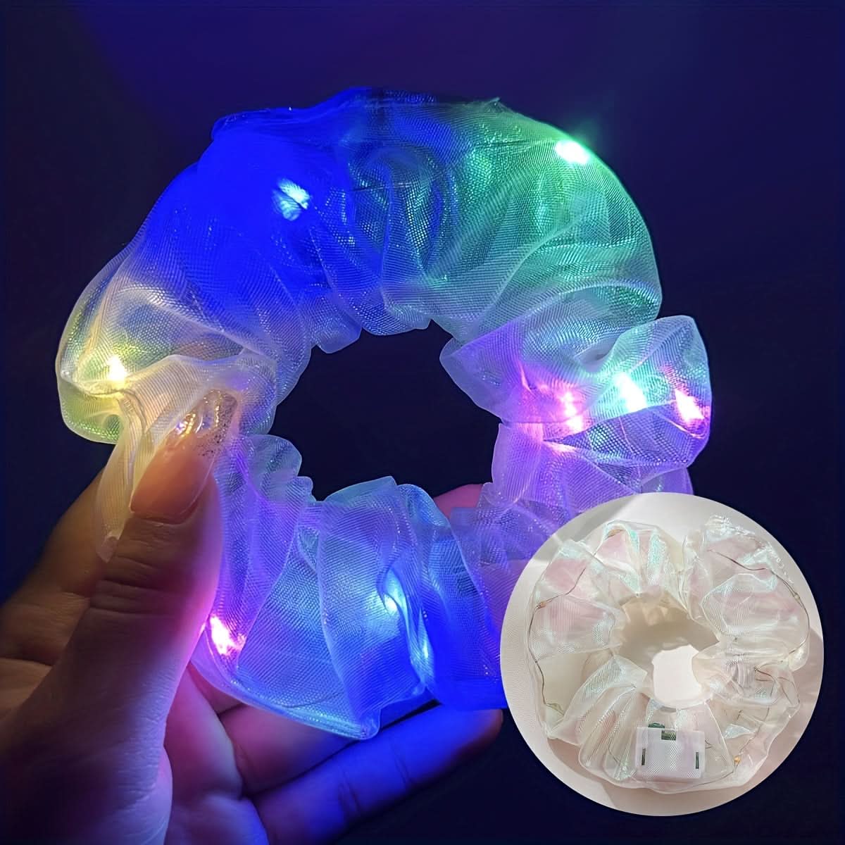 7PCS Glow-In-The-Dark LED Hair Scrunchies