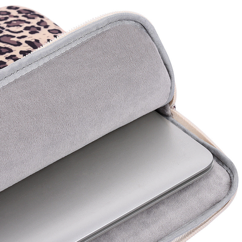 Beige & Pink Leopard Print Waterproof Laptop Sleeve – Protective Case for 11–15"