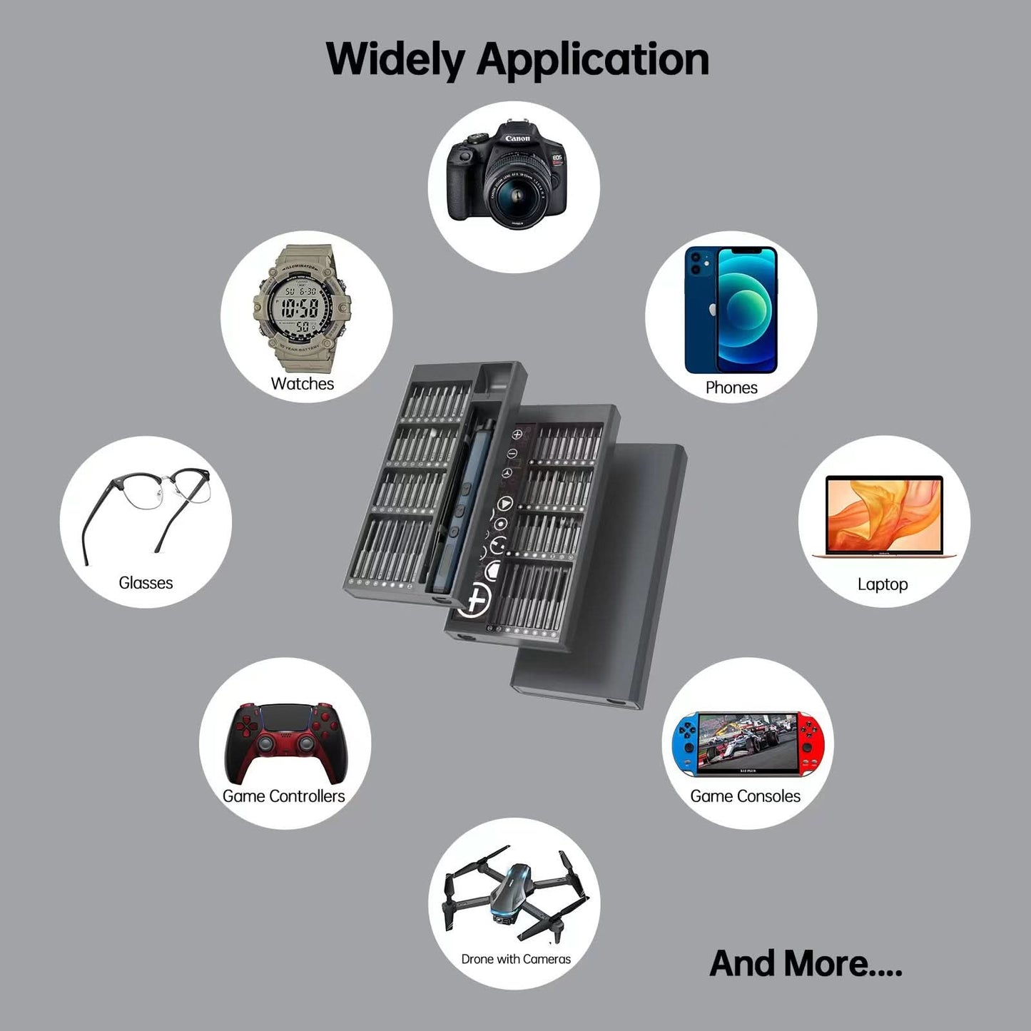 Electric Precision Screwdriver Set with 64 Magnetic Bits
