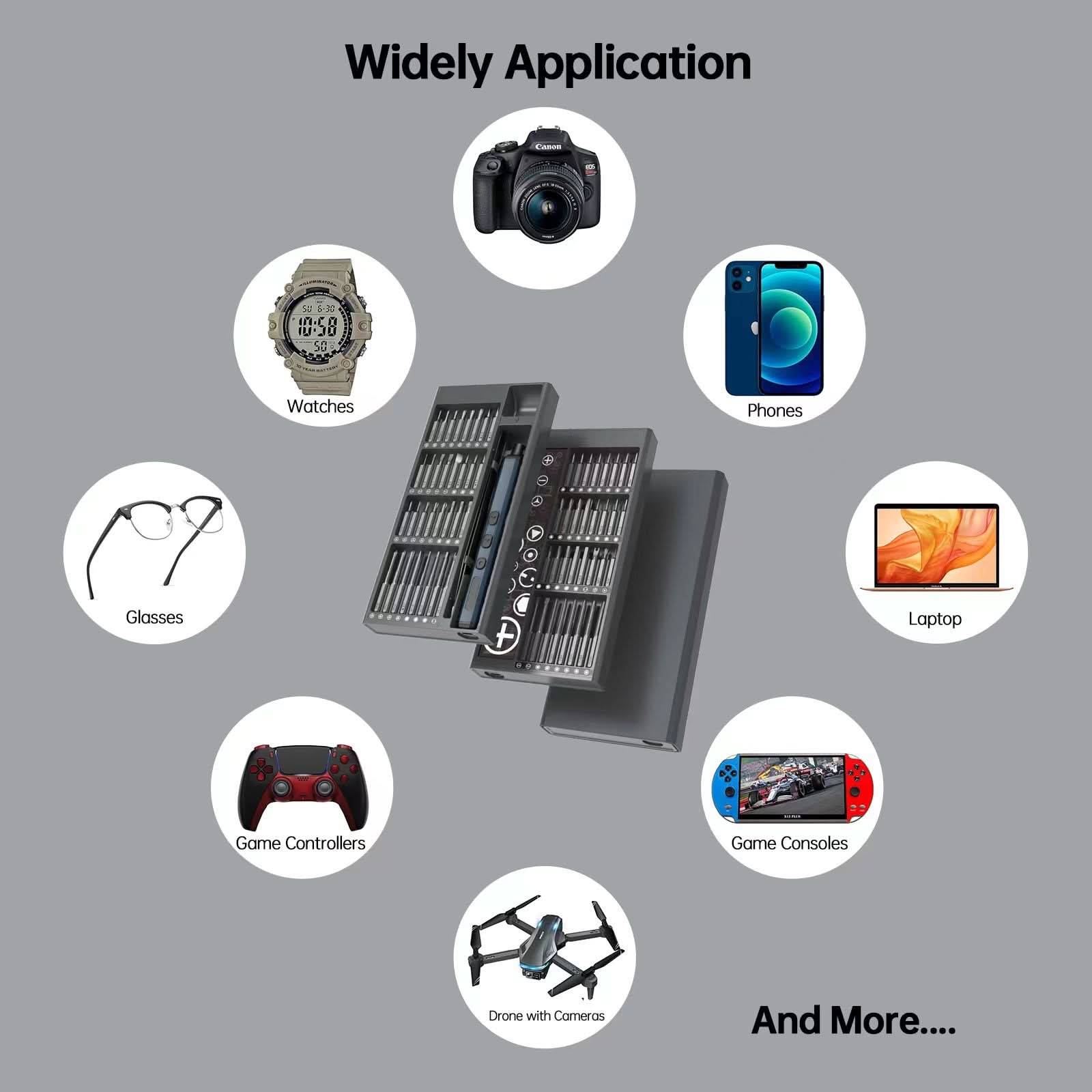 Electric Precision Screwdriver Set with 64 Magnetic Bits