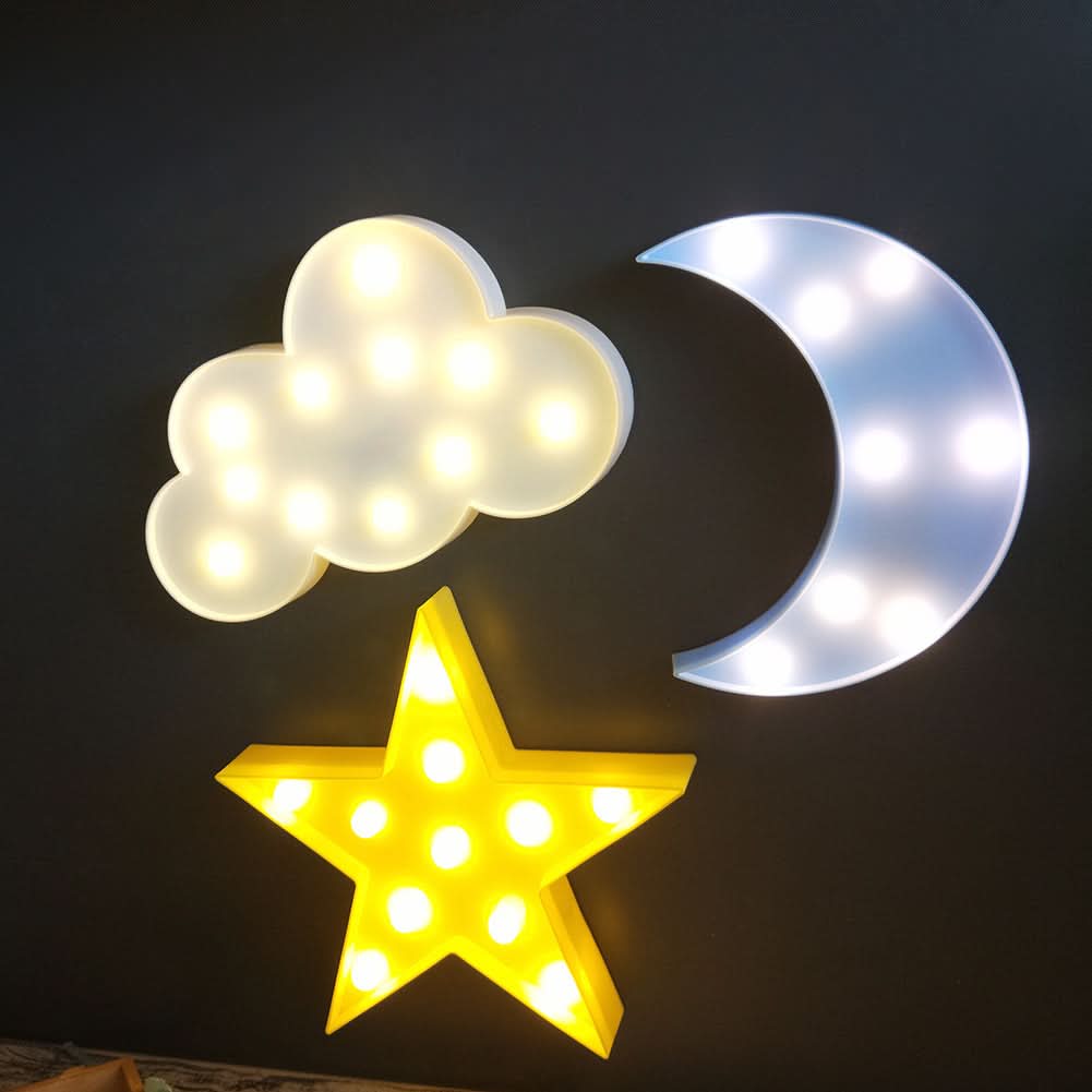 Star, Moon, Cloud LED Light Set - 3 piece