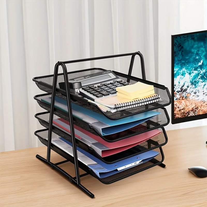 4-Tier Metal Desk File Organizer