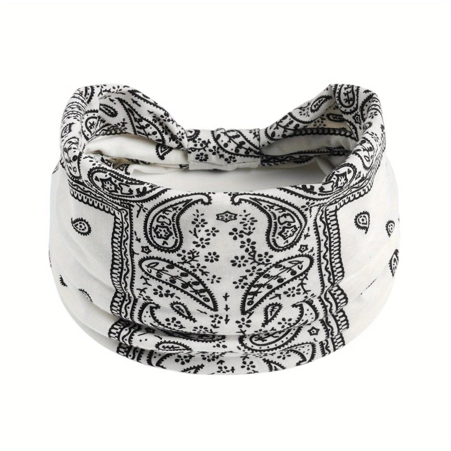 Stylish Boho Turban Headband – Soft Stretchy Paisley Pattern with Knotted Design
