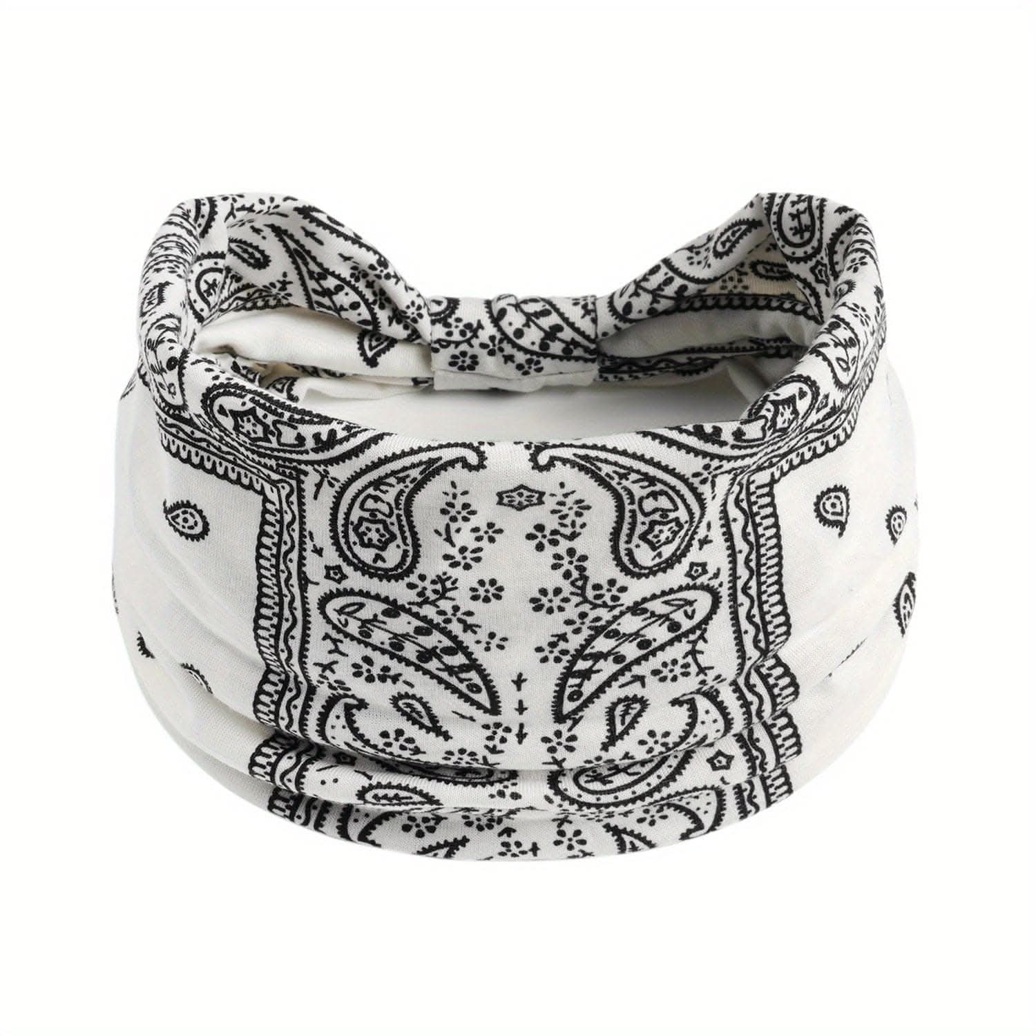 Stylish Boho Turban Headband – Soft Stretchy Paisley Pattern with Knotted Design
