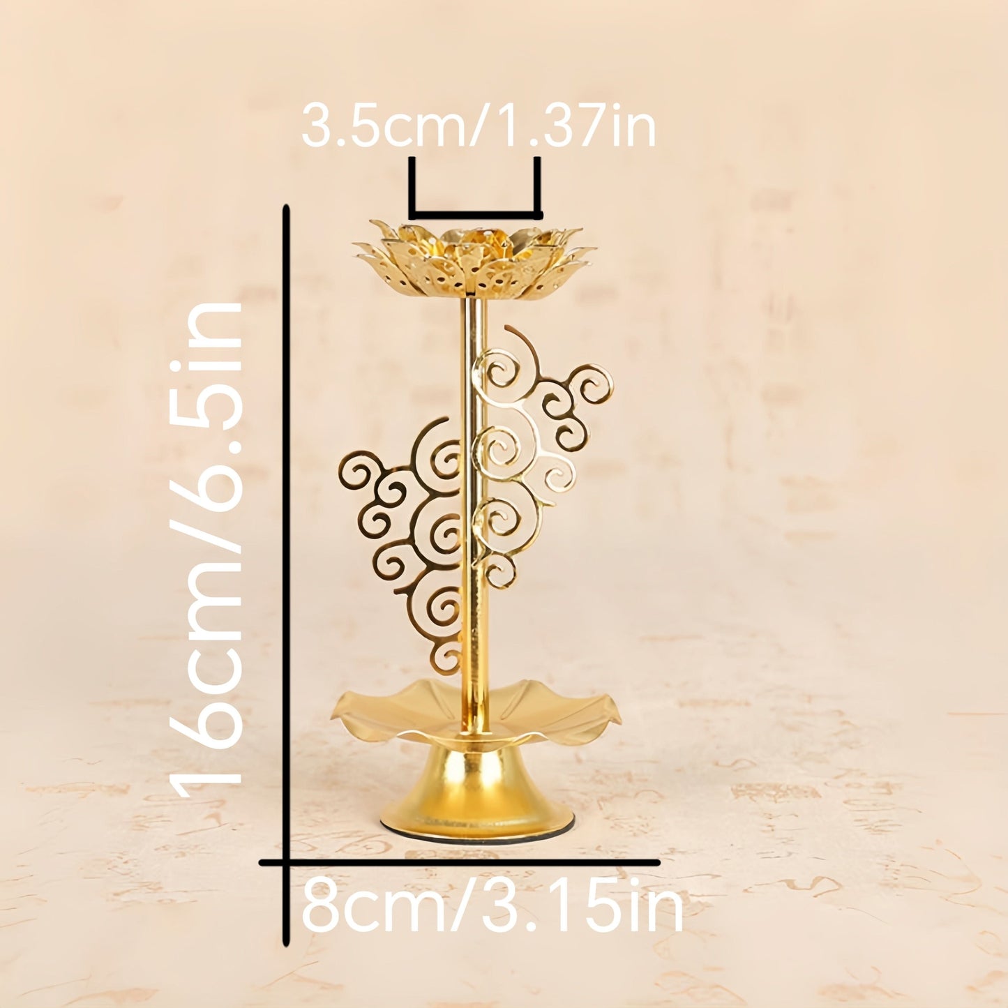 Exquisite Lotus Metal Candlestick Holder for Home & Prayer