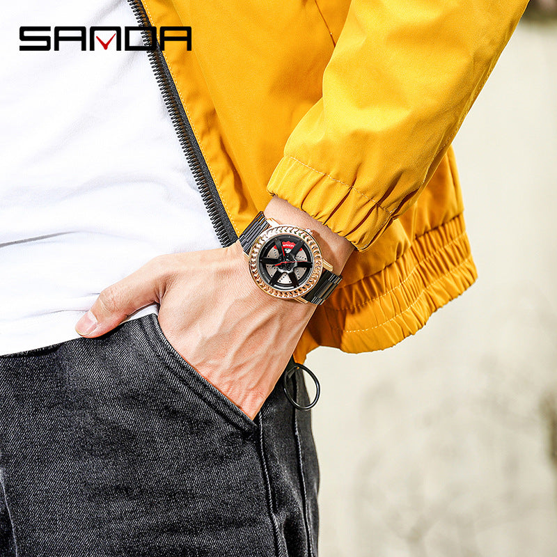 Sanda Men's Quartz Watch – Steel Strap, Waterproof, Casual Fashion Timepiece
