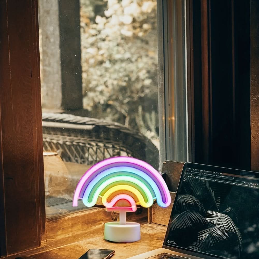 Battery-Powered Neon Rainbow Night Light Lamp