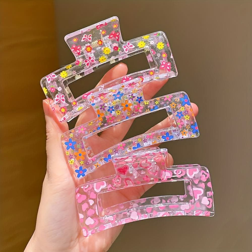 3-Pack Heart-Shaped Resin Hair Clips