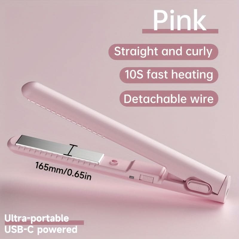 2-in-1 Mini Hair Straightener & Curler – USB-Powered Travel Styler