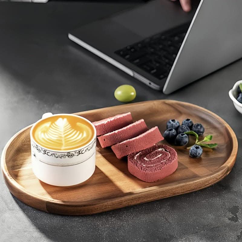 Stylish Wooden Rolling Tray with Cup Coaster