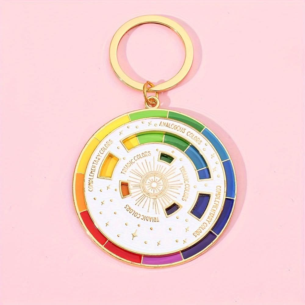 Triadic Color Wheel Alloy Keychain – Artist Gift