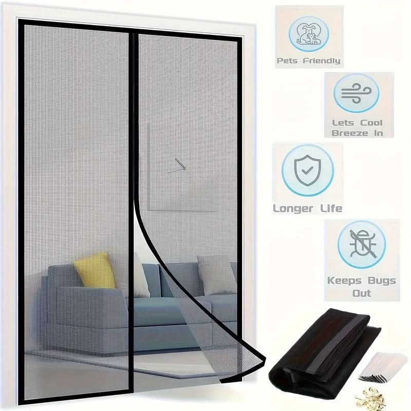 Magnetic Mesh Door Curtain – Breathable Insect Repellent Screen for Summer