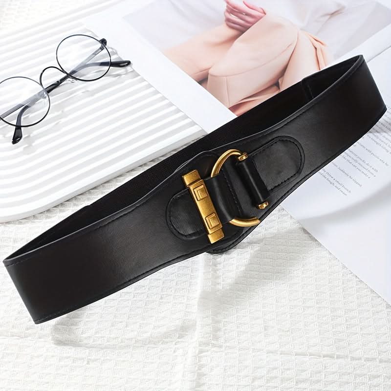 Vintage PU Leather Waist Belt - Wide Retro Style