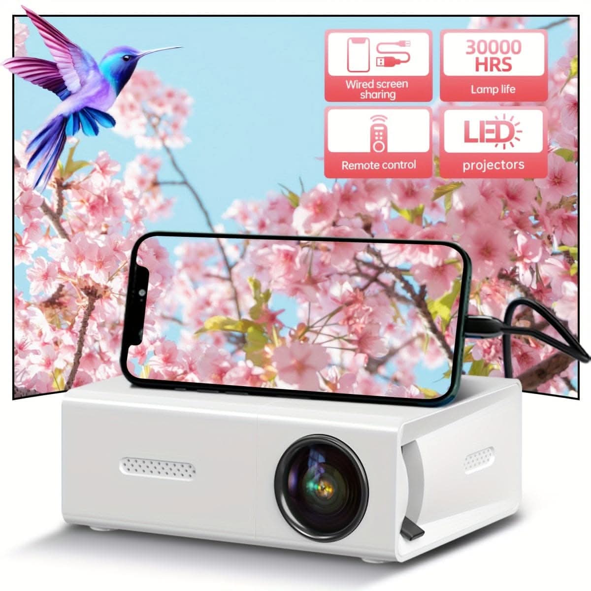 Mini Portable Projector for Home and Outdoor