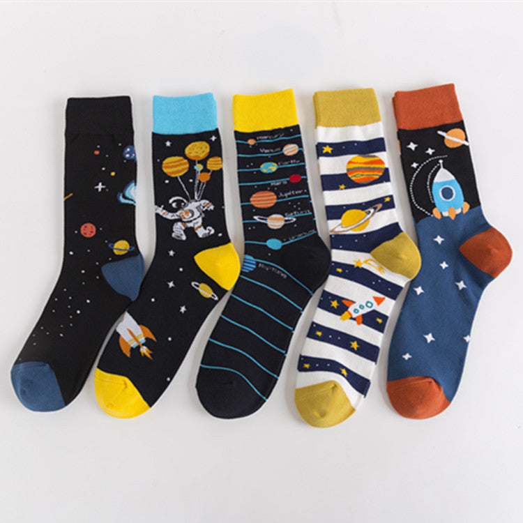 Men’s Trendy Cotton Crew Socks – High-Tube Breathable Fashion Socks
