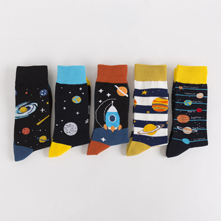 Men’s Trendy Cotton Crew Socks – High-Tube Breathable Fashion Socks