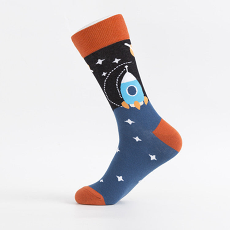 Men’s Trendy Cotton Crew Socks – High-Tube Breathable Fashion Socks