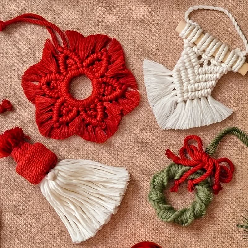 8PCS Macrame Ornament Craft Kit – DIY Home Decor for Christmas