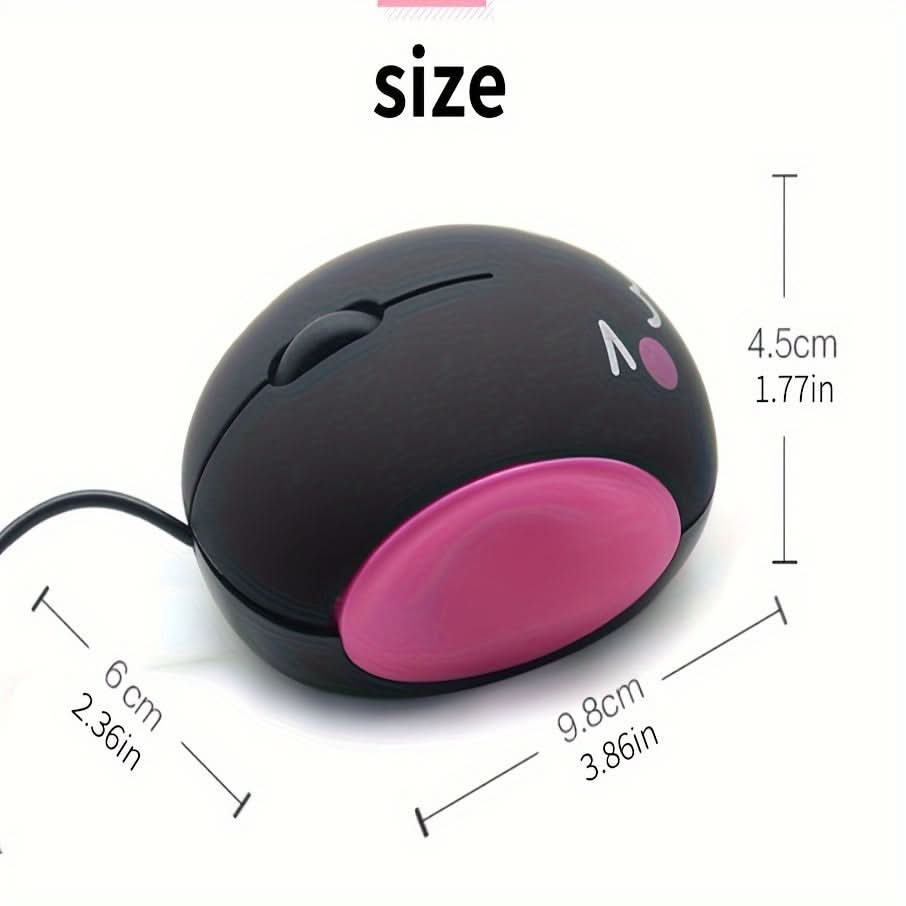 Cute Silent USB Optical Wired Mouse – Compact
