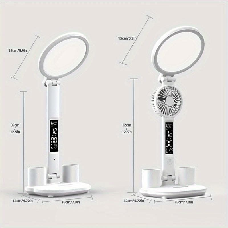 Adjustable LED Desk Lamp with Fan & Touch Control