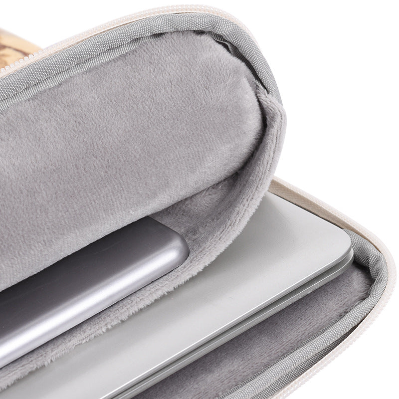 Waterproof PU Laptop Sleeve - Vintage Travel Print, Shock Resistant, Fits Lenovo, HP & More