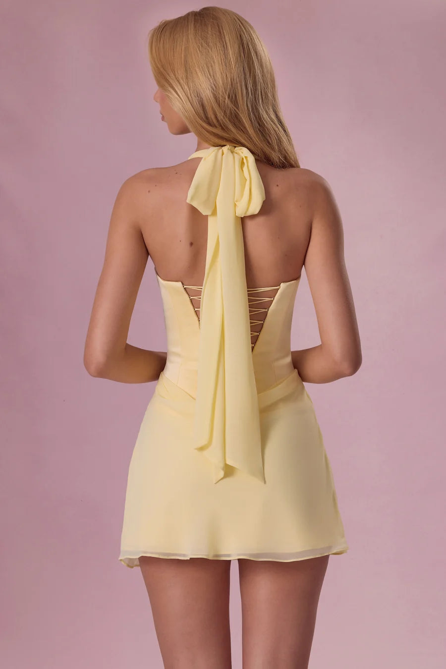 Draped Mini Dress in Butter Yellow