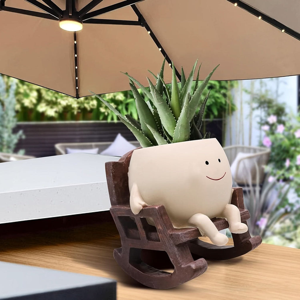 Smiling Face Resin Planter Pot – Rocking Chair Flowerpot