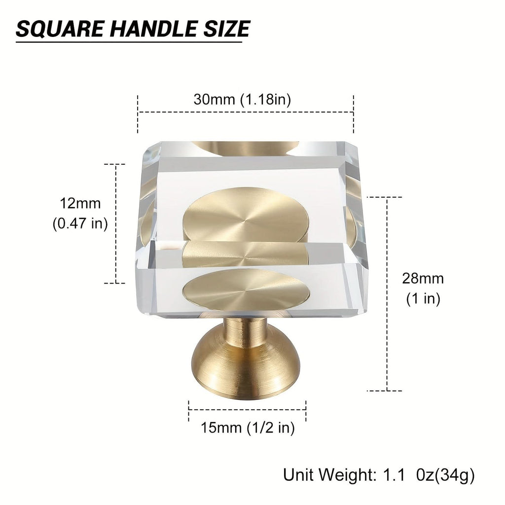 10-Pack Brass Crystal Drawer Pulls – Golden Glass Cabinet Knobs